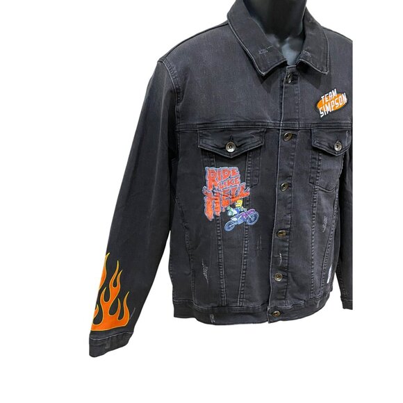 The Simpsons "Ride Like Hell" Black Denim Jacket L - Picture 10 of 12